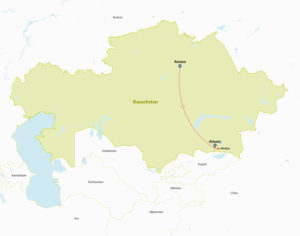 Route map of tour in Kazakhstan